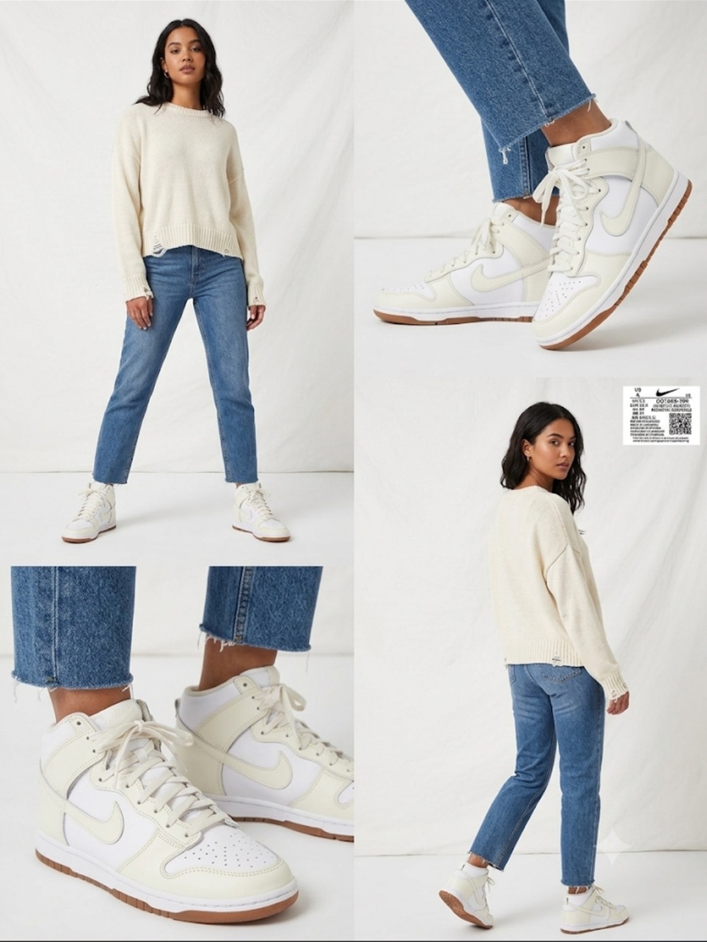 Nike Dunk High Sail Gum White Cream High Top Sneakers Womens Size 6 DD1869-109